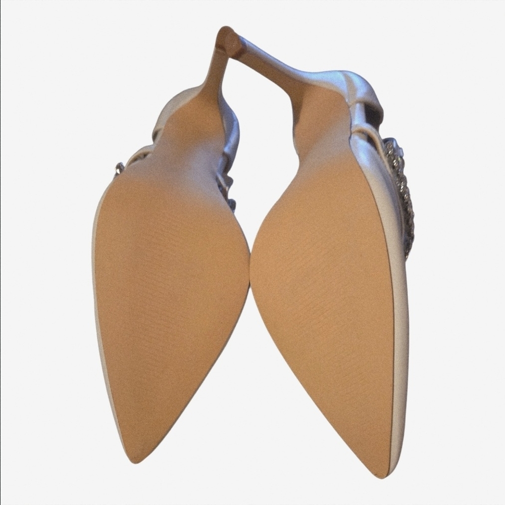 Camssoo Nude Rhinestone Ankle Strap Pointed Toe Pumps  - Size 7.5 NWT - Picture 6 of 7